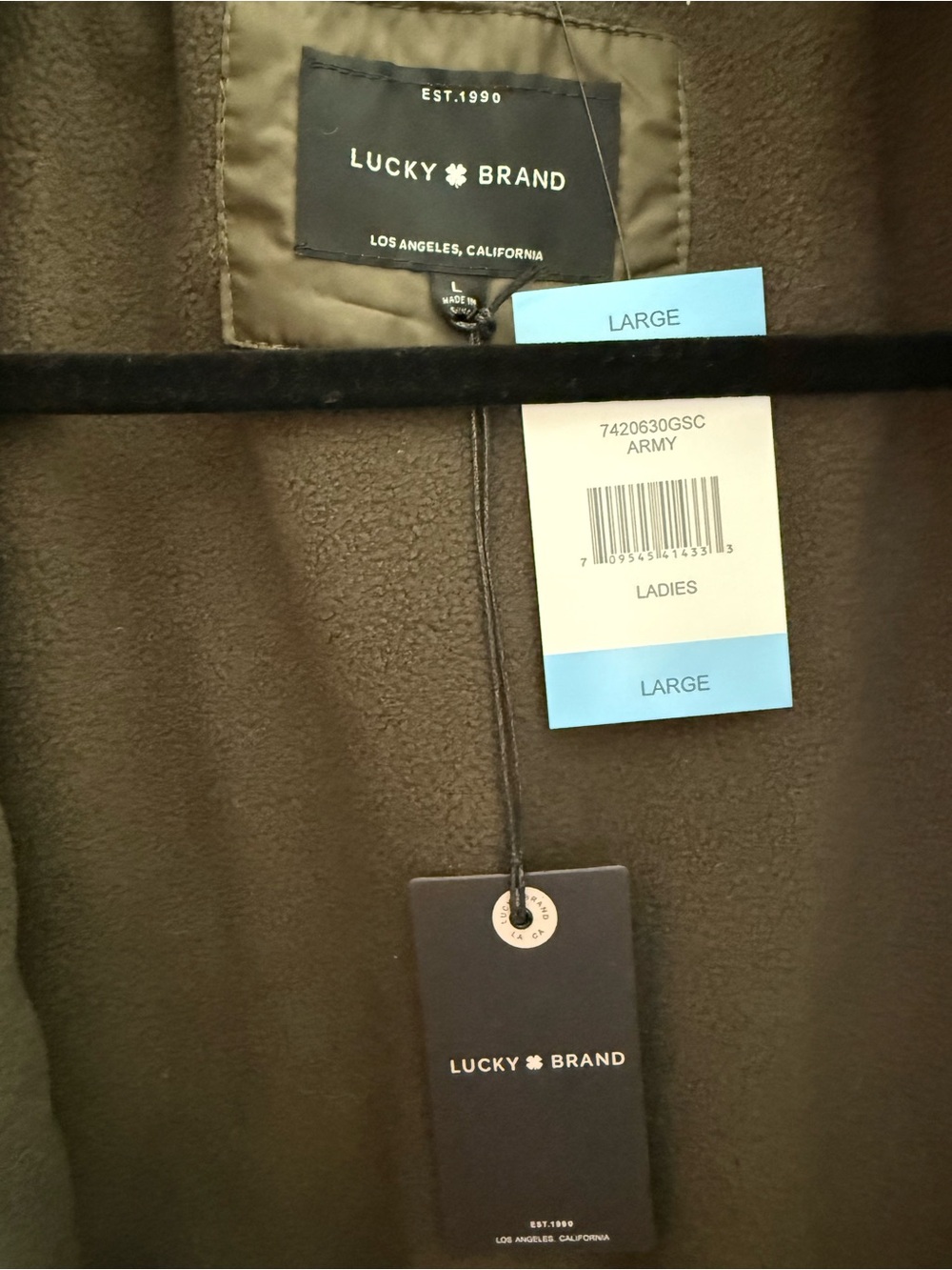 Lucky Brand Quilted Olive Green Lightweight Jacket - Picture 2 of 5